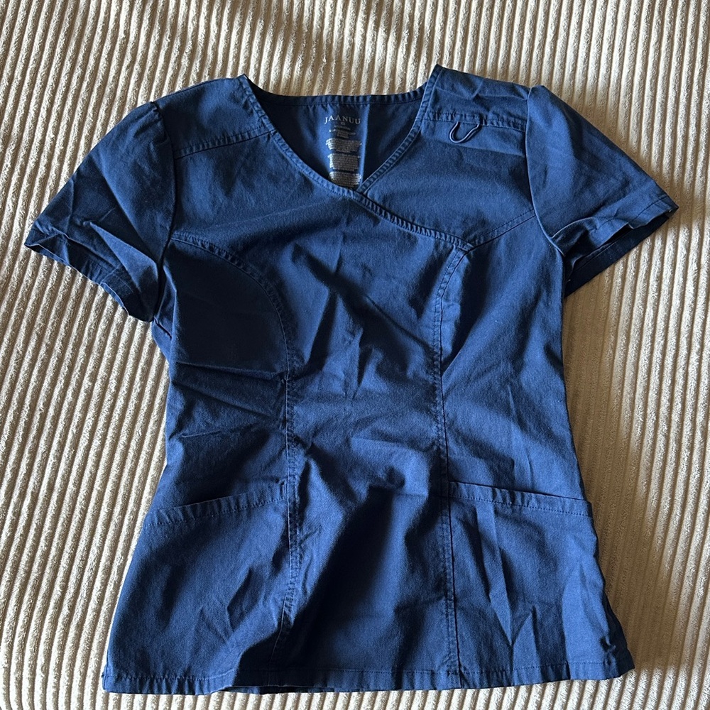 Jaanuu Deep Blue V-Neck Scrub Top